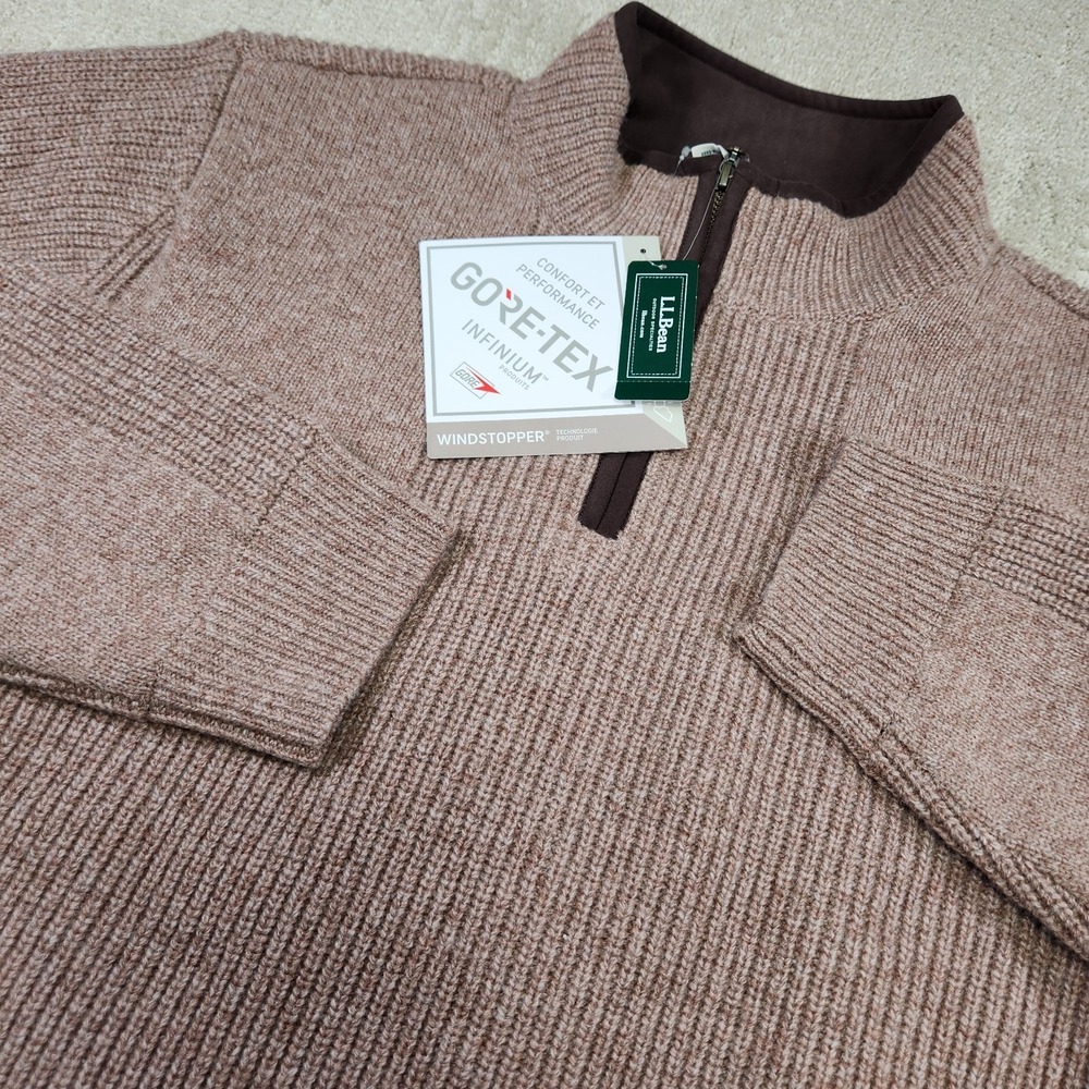 LL Bean Waterfowl Sweater Men XL Gore Tex Windstopper Merino Lambswool Chunky